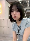 レイヤーボブ/黒髪/切りっぱなしボブ/髪質改善/縮毛矯正2
