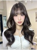 e54韓国レイヤーカットブリーチなしダブル透明感グレージュ
