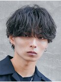 福岡天神ゆるめシャドウパーマメンズマッシュウルフカット緩め
