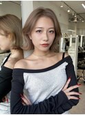 A236ショートボブハイトーンヘアブロンドヘアミルクティー