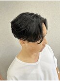 センターパート×ワンカールパーマ
