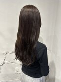 アッシュブラウングレージュ韓国ヘアロングレイヤー艶髪