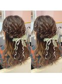 お花ハーフアップ