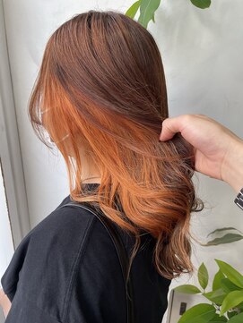 アン(Hair make un) 【インナーカラー】オレンジカラー♪♪