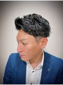 ツーブロックビジネスショートフェードスパイラルツイストパーマ
