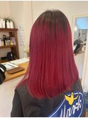 イメチェン艶感レッド/他店ブリーチ履歴あり