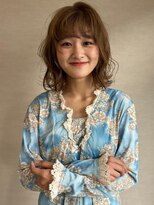 トナリ(tonari)&nbsp;ショートパーマ オレンジベージュ ワイドバング【鹿児島中央駅】