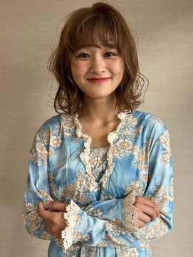 トナリ(tonari) ショートパーマ オレンジベージュ ワイドバング【鹿児島中央駅】