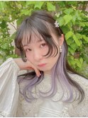 インナーカラー/エクステ/ラベンダーカラー/天神美容室