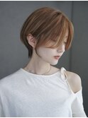 オリーブカラー前髪秋色くすみベージュこなれミディ_F20218
