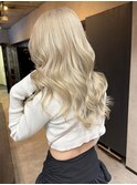バレイヤージュ、ハイトーン、グレージュ、レイヤーカット