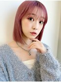 ピンクカラー/韓国ボブ/外ハネアレンジ/Minori