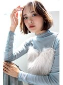 イメチェン美髪外ハネボブワイドバングニュアンスお洒落ボブ