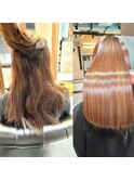 美髪矯正＆カラービフォーアフター　30代女性