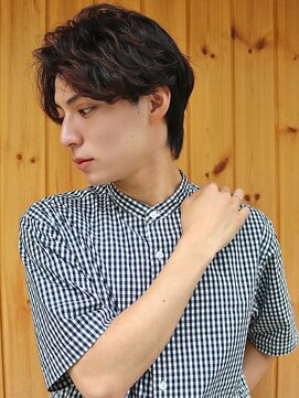 ブゾン(buZon) 【buZon ブゾン】センター分けフェザーパーマサーフカール