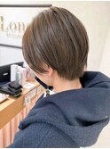 オリーブグレー/ショートボブ/ココアベージュ/黒髪/小顔