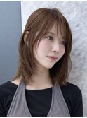 マロンベージュ/ミディアムレイヤー/レイヤーカット/美髪