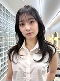 ダークラベンダーグレージュレイヤーカット韓国巻き顔周りカット