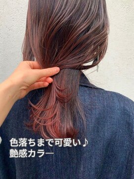 フェンヘアーアイス 中目黒(Fen.hair ici) 大人艶ブリーチ無しカラーレッドブラウン小顔レイヤーロング