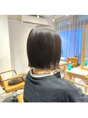ストレートパーマ/水素トリートメント/切りっぱなしボブ