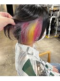インナーユニコーンカラー/ケアブリーチデザインカラー/ミニボブ