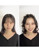 フルメイク ピンクメイク ヘアメイク デートメイク 参列ヘア