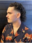 スペインカール ハードパーマ オールバック ツーブロック ロング