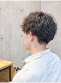 ツイスパセンターパートマッシュ波巻きダウンパーマメンズ目黒