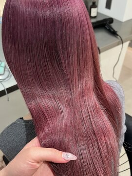 ラック 表参道(LUCK) ラベンダーピンクのストレートヘア