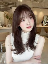ケシキ 表参道 原宿(kesiki.)&nbsp;ミディアムレイヤー顔周りカットハッシュカットワンホンレイヤー