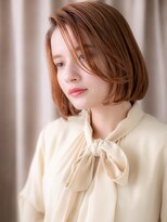 モッズヘア 越谷(mod's hair)&nbsp;ハイトーンカラーコーラルベージュかきあげボブ321Z越谷20代30代