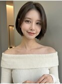 ダークアッシュ顔周りカットひし形レイヤーボブ30代40代A15志木