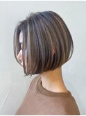 ハイライトボブ_ペールベージュ外ハネボブ_ba321401
