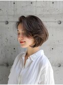 韓国風ボブ×アッシュオリーブベージュ×ウェットヘア