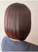 ピンクブラウンのツヤツヤストレート