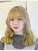 イエローカラーケアブリーチエンドカラールーツカラー裾カラー