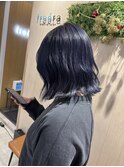 ネイビーブルー韓国くびれヘア