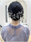 say.ホワイトグレージュチェリーブラウンアップスタイル結婚式