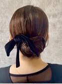 結婚式お呼ばれシニヨン／ヘアセット/タイト/アレンジ