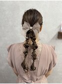 リボンが可愛い編みおろしツイン