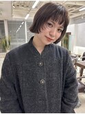 オリーブベージュボブレイヤー福岡天神美容室