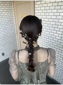 編みおろし　結婚式　参列ヘア　パール