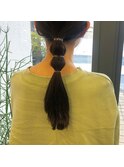 セミロング/簡単アレンジ/クリアゴム
