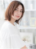 アシンメトリー暖色系カラー小顔くびれボブa越谷20代30代40代