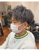 ボルド(MEN'S HAIR SALON BORDO) アップバングショート×ホワイトメッシュ