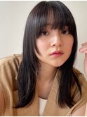 ブルーブラック　美髪　ツヤ髪　顔まわりカット　伸ばしかけヘア