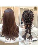 結婚式ヘアセット　変形ツインポニー