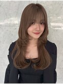 可愛い韓国風ミルクティーベージュ韓国ヘア