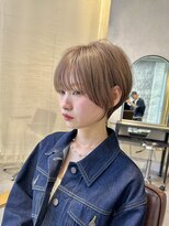 ナンバー 六本松(Number)&nbsp;大人可愛い20代30代40代丸みショートボブ/ミルクティーベージュ