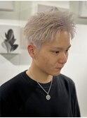 フェザーショートアップバングセンターパートメンズハイライト